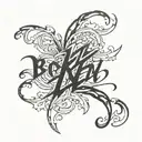 Broken brush style calligraphy tattoo design idea