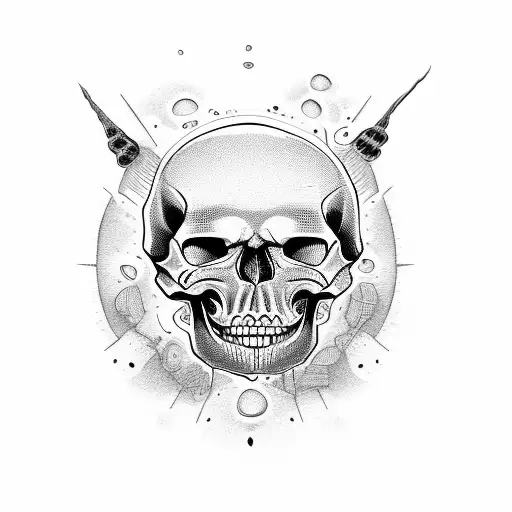 sad skull and happy face tattoo design idea