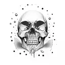 half sad skull and half happy face tattoo design idea