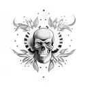 half sad skull and half happy face tattoo design idea