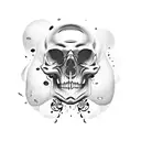 half sad skull and half happy face tattoo design idea