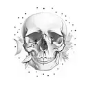 half sad skull and half happy smile tattoo design idea