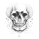 half sad skull and half happy smile tattoo design idea