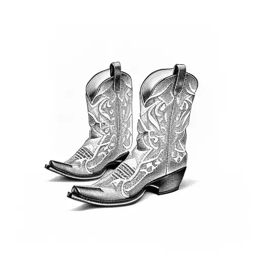 cowboy boot  tattoo design idea