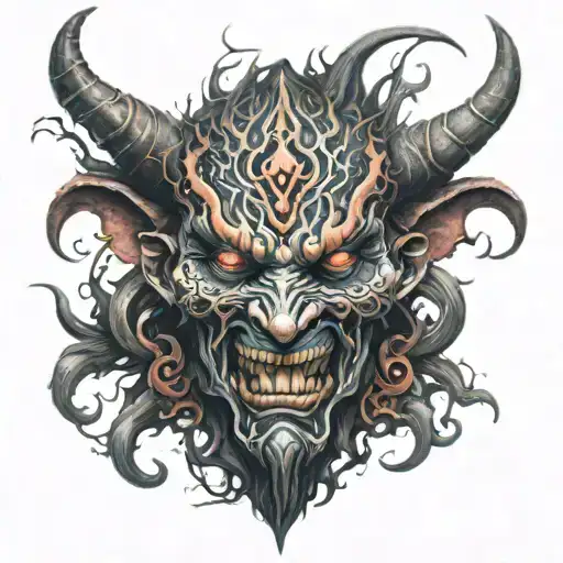 demon face tattoo design idea