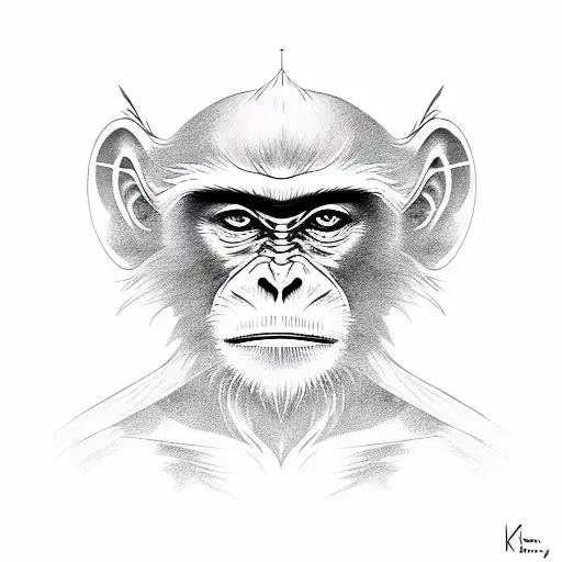 Monkey King with staff tattoo design idea