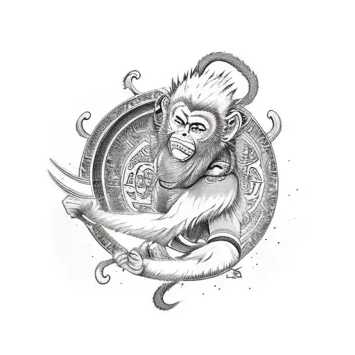 Sun Wukong, the Monkey King as a Sleeve tattoo design idea