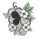 five-leaf clover, the letters should be displayed inside the petals, 1 A, 2 B, 3B, 4i, 5 filled in tattoo design idea