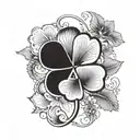 five-leaf clover, the letters should be displayed inside the petals, 1 A, 2 B, 3B, 4i, 5 filled in tattoo design idea