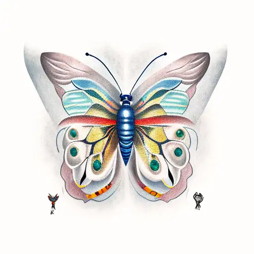 A vibrant butterfly emerging from a cocoon with the words 'Survivor' underneath tattoo design idea