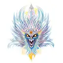 A phoenix rising from the ashes with a crown on its head tattoo design idea