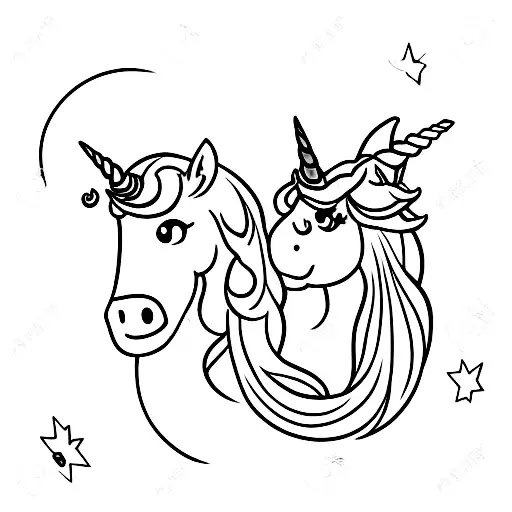Moon and unicorn  tattoo design idea