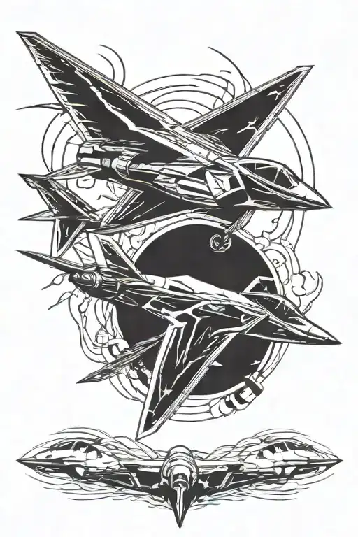 Death Bat with f22 raptor fighter jet tattoo design idea