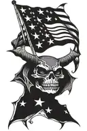Death Bat and American Flag primarily black tattoo design idea