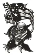Death Bat and American Flag primarily black tattoo design idea