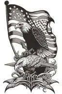 Death Bat with american flag and bald eagle  tattoo design idea