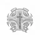 Life and death ambigram drawn into a tribal cross tattoo design idea