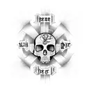 Life and death ambigram drawn into a tribal cross tattoo design idea