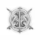 Life and death ambigram drawn into a tribal cross tattoo design idea