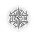 tribal cross with life/death ambigram across middle of cross tattoo design idea