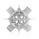 tribal cross with life/death ambigram across middle of cross tattoo design idea