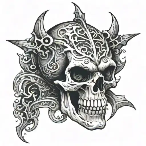 angry skull tattoo design idea