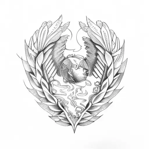 laurel wreath and wings tattoo design idea
