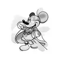 A traditional-style tattoo of Mickey Mouse wearing a superhero cape tattoo design idea