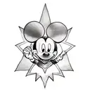 A traditional-style tattoo of Mickey Mouse wearing a superhero cape tattoo design idea