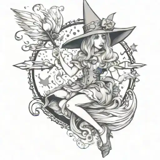wonderland witch grey tattoo tattoo design idea