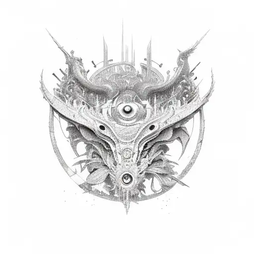Black and White Psytrance Artwork of Occultist Heart · Creative Fabrica