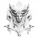 Greek god with versace pattern half sleeve tattoo design idea