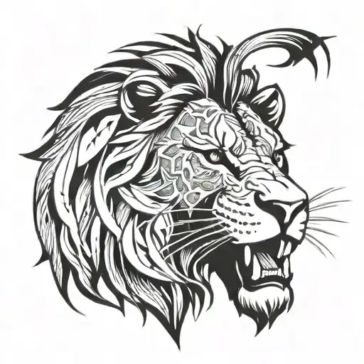 lion roar tattoo design idea