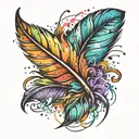 feather in watercolor splash in rainbow colors tattoo design idea