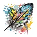feather in watercolor splash in rainbow colors tattoo design idea
