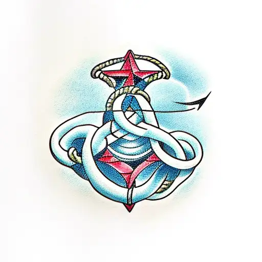 Traditional Rope With Square Knot And Fishing Hook Tattoo Idea - BlackInk  AI