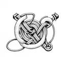 circle rope with square knot and fishing hook tattoo design idea