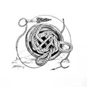 circle rope with square knot and fishing hook tattoo design idea