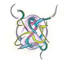 circle rope with square knot and fishing hook tattoo design idea