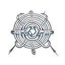 circle rope with square knot and fishing hook tattoo design idea