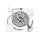 circle rope with square knot and fishing hook tattoo design idea