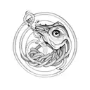 circle rope with square knot and fishing hook tattoo design idea