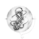 circle rope with square knot and fishing hook tattoo design idea