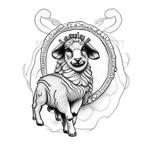 A dotwork tattoo showcasing a shepherd carrying a lamb on their shoulders, representing the love and care mentioned in Psalm 23 tattoo design idea