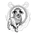 A dotwork tattoo showcasing a shepherd carrying a lamb on their shoulders, representing the love and care mentioned in Psalm 23 tattoo design idea