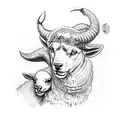 A dotwork tattoo showcasing a shepherd carrying a lamb on their shoulders, representing the love and care mentioned in Psalm 23 tattoo design idea