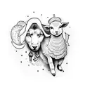 A dotwork tattoo showcasing a shepherd carrying a lamb on their shoulders, representing the love and care mentioned in Psalm 23 tattoo design idea