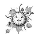 fall theme, fall leaves, acorns, pumpkins, ghosts, candy corn,  tattoo design idea