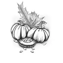 fall theme, fall leaves, acorns, pumpkins, ghosts, candy corn,  tattoo design idea