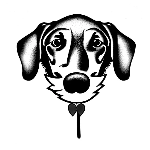sausage dog holding a stick in mouth tattoo design idea